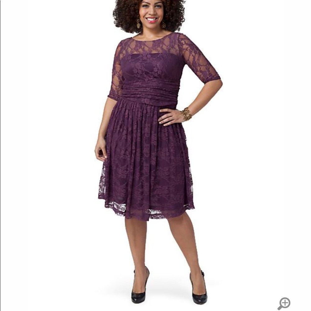 Kiyonna Luna Lace Dress in Plum